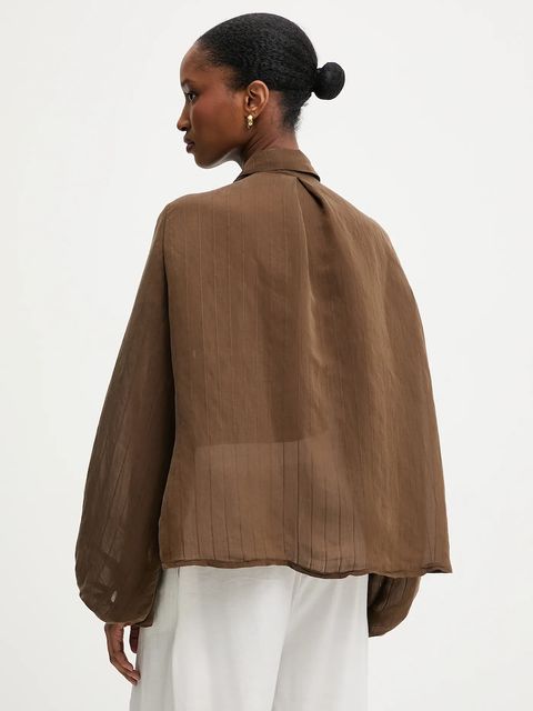 Answear.LAB koszula damska kolor brązowy relaxed z kołnierzykiem klasycznym - zdjęcie produktu nr 2