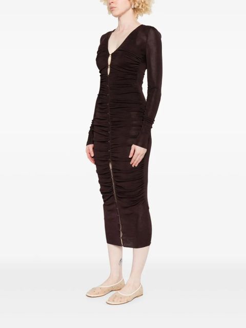 Self-Portrait fine-knit dress - Brown