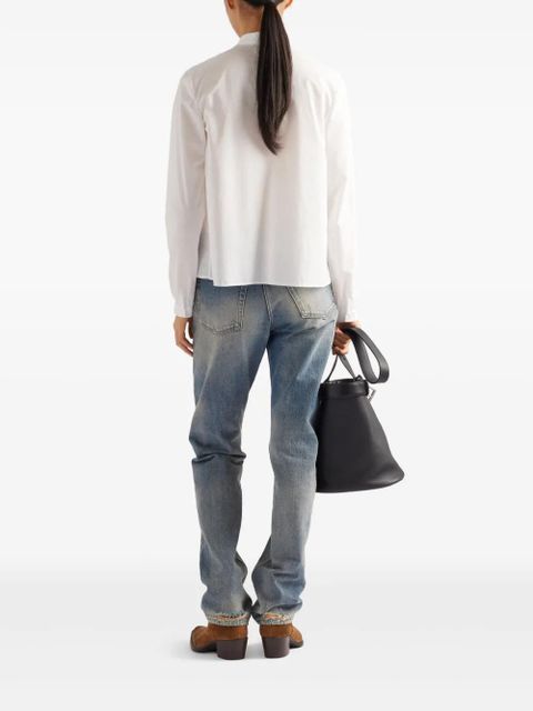 Prada band-collar batiste shirt - White