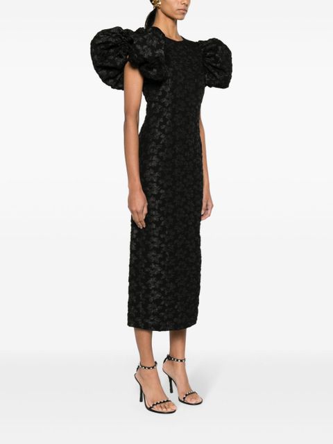 ROTATE BIRGER CHRISTENSEN 3D floral-jacquard midi dress - Black