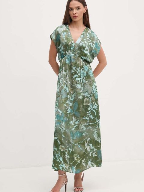 Sandro Ferrone sukienka kolor zielony maxi rozkloszowana SFS32XBDMORISIA