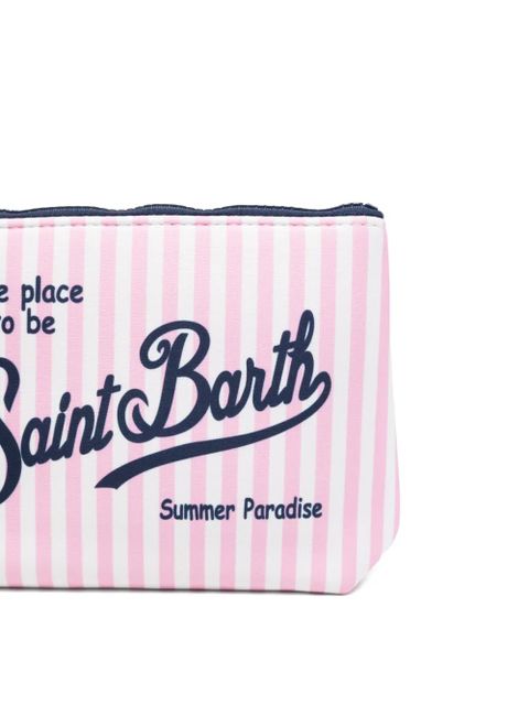 MC2 Saint Barth Aline striped logo-print clutch bag - Pink
