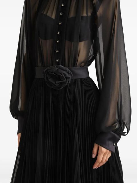 Dolce & Gabbana floral-appliqué midi dress - Black