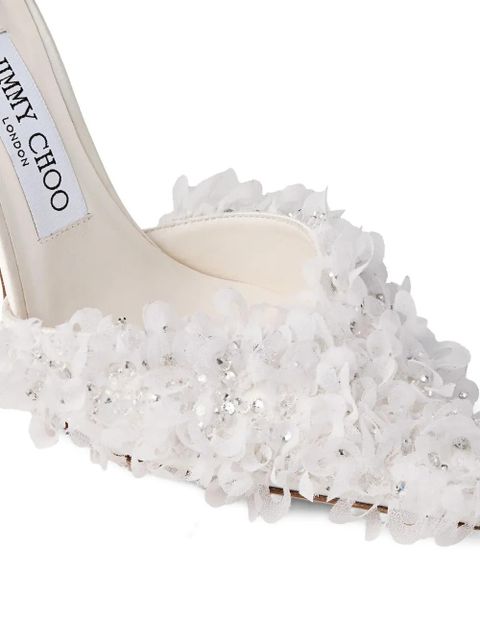 Jimmy Choo Saeda crystal-strap floral pumps - White
