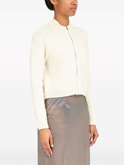 Maison Margiela ribbed-knit wool cropped cardigan - White