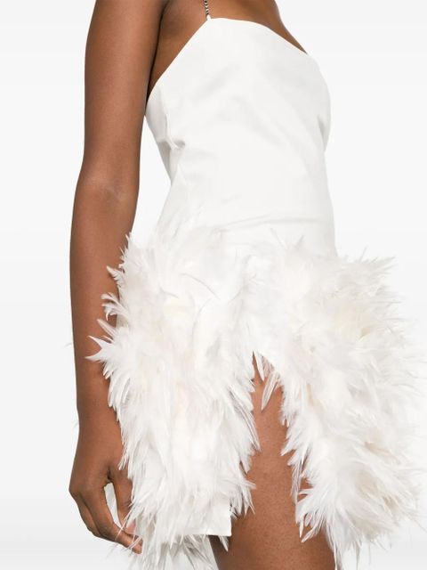 The Attico Fujiko feather-trimmed minidress - White