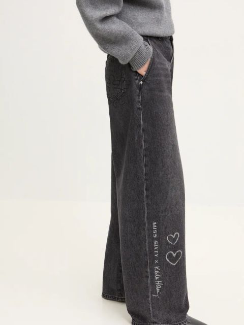 Miss Sixty jeansy x Keith Haring 6L3JJ2280000 damskie high waist