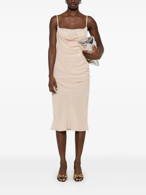 The Attico draped midi dress - Neutrals
