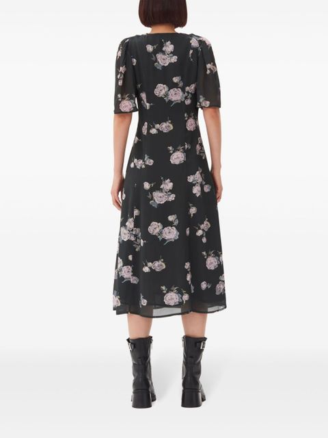 GANNI floral-print crepe wrap midi dress - Black - zdjęcie produktu nr 2