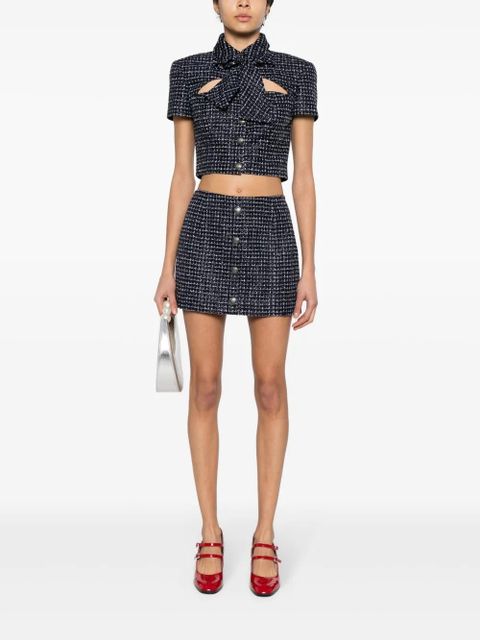 Alessandra Rich metallic-threading tweed skirt - Blue