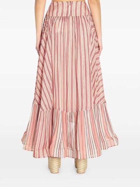 ZIMMERMANN Bohémien Rebellion ruffled striped midi skirt - Pink - zdjęcie produktu nr 2
