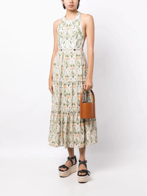 Agua By Agua Bendita Consuelo Lunar floral-print halterneck dress - Green - zdjęcie produktu nr 2