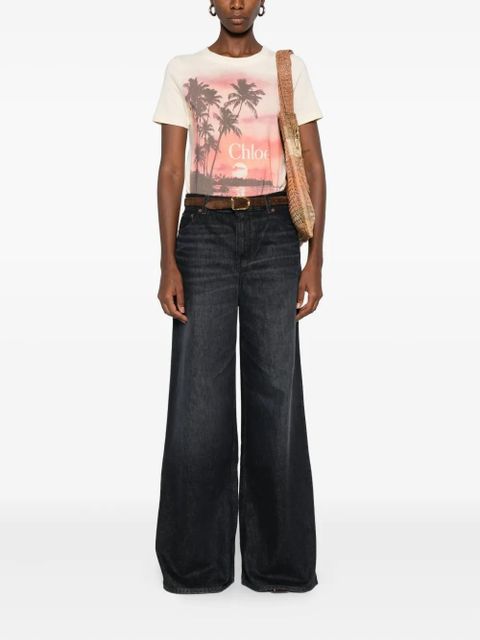 Chloé whiskered wide-leg jeans - Black