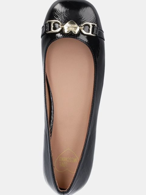 Love Moschino baleriny skórzane kolor czarny JA11011G1MII0000