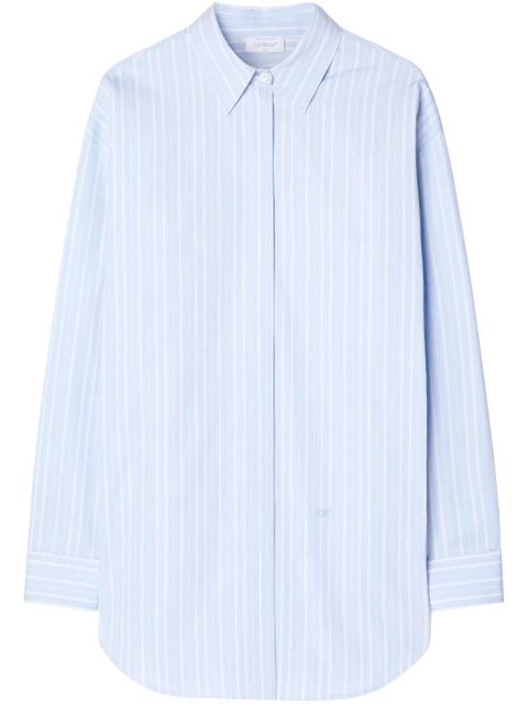 Off-White zip-detail pinstriped poplin shirt - Blue - zdjęcie produktu nr 1