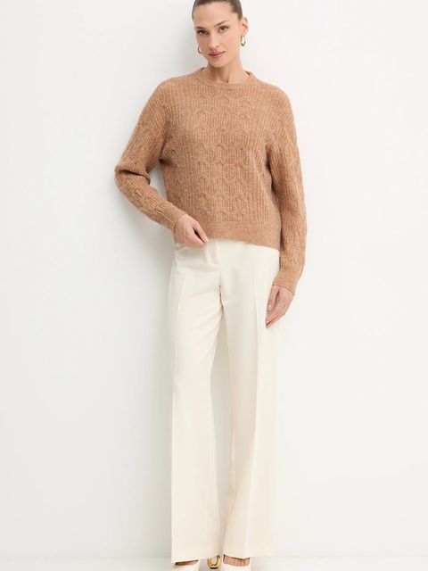 Twinset sweter z dodatkiem wełny damski kolor brązowy 252LL3HCC