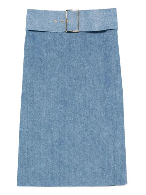 Rowen Rose belted denim midi skirt - Blue - zdjęcie produktu nr 1