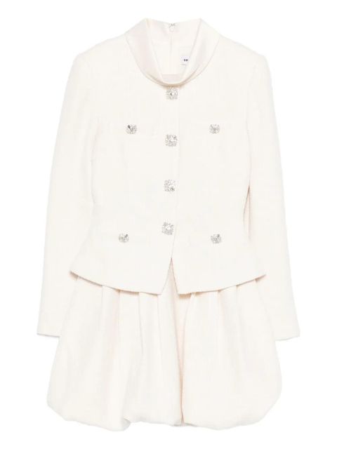 Self-Portrait bouclé collared mini dress - Neutrals - zdjęcie produktu nr 1