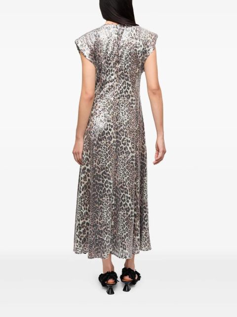 GANNI leopard-print dress - White