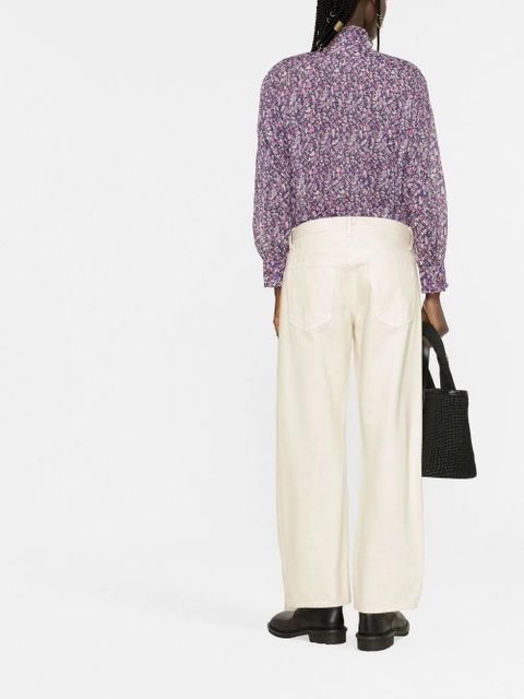 MARANT ÉTOILE ruffle-detail floral-print blouse - Purple