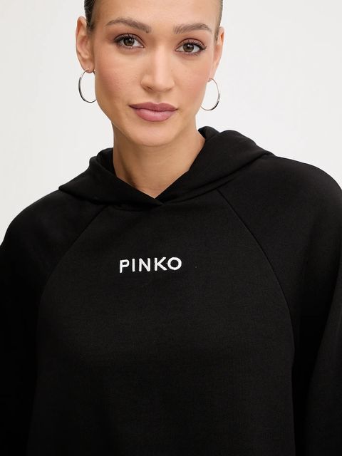 Pinko bluza damska kolor czarny z kapturem z aplikacją 105726 A2UR