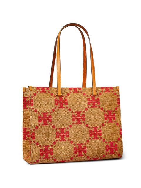 Tory Burch T Monogram woven tote bag - Neutrals