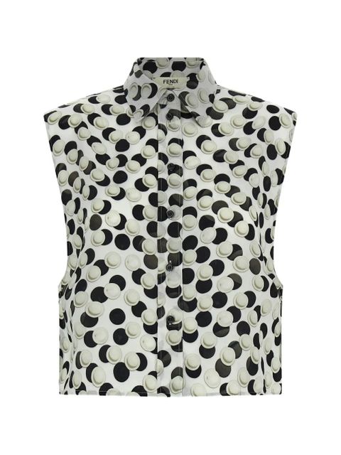 FENDI jacquard polka dot silk top - White - zdjęcie produktu nr 1