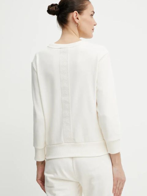 Armani Exchange bluza bawełniana damska kolor beżowy gładka XW000499 AF12804