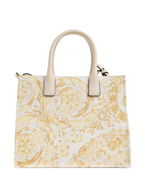Versace small La Medusa printed canvas tote bag - White