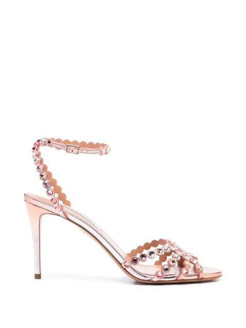 Aquazzura Tequila scalloped embellished sandals - Pink - zdjęcie produktu nr 1