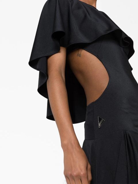 The Attico Airi cape-effect cut-out minidress - Black