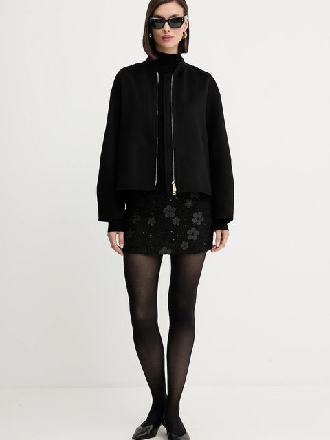 Marella sweter wełniany damski kolor czarny z półgolfem 2523366254200