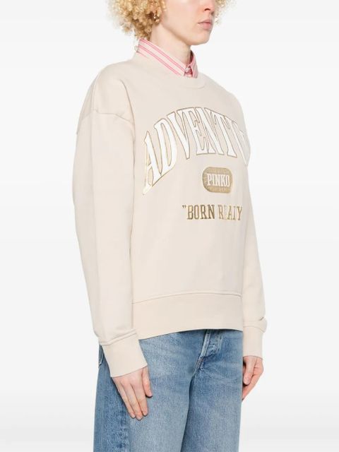 PINKO appliqué-detail sweatshirt - Neutrals