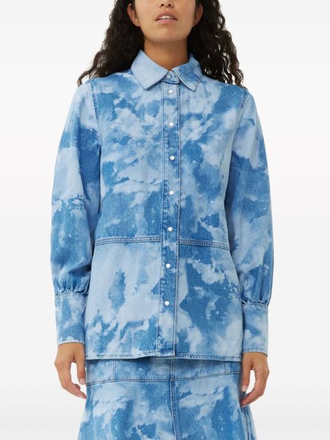 GANNI bleach-wash denim shirt - Blue