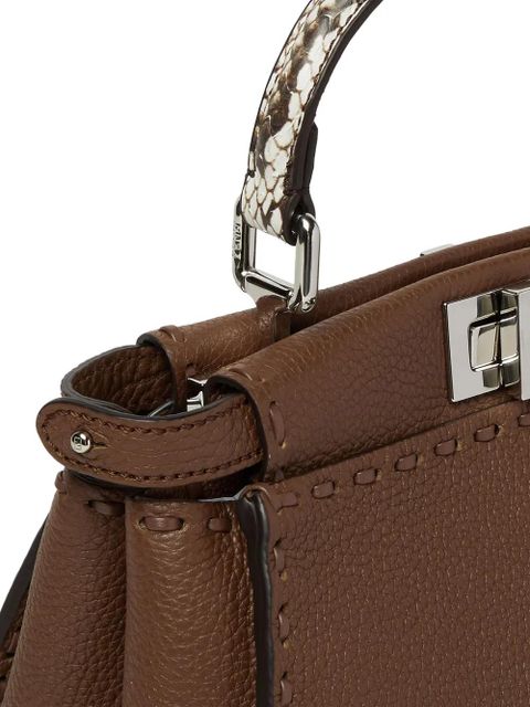FENDI mini Peekaboo leather tote bag - Brown