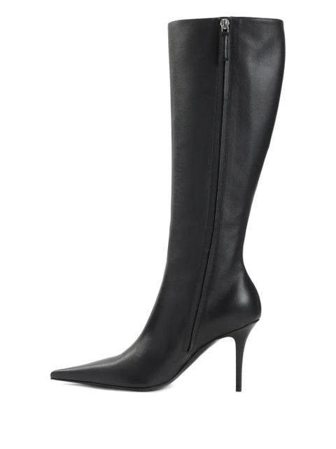 Amina Muaddi pointed-toe side-zip leather boots - Black - zdjęcie produktu nr 2
