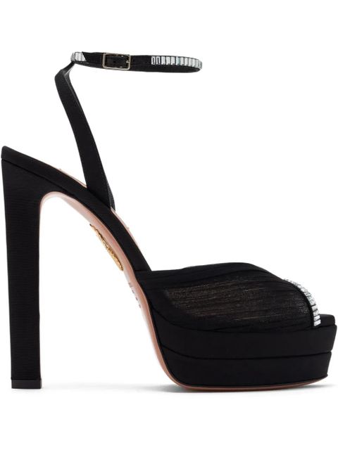 Aquazzura 130mm crystal-embellished platform sandals - Black - zdjęcie produktu nr 1