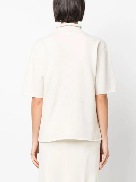Jil Sander short-sleeved roll-neck knitted top - Neutrals