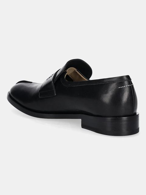 MM6 Maison Margiela mokasyny skórzane damskie kolor czarny na płaskim obcasie S59WR0096.P5000.T8013