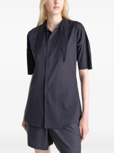 LEMAIRE scarf-detail short-sleeve shirt - Black