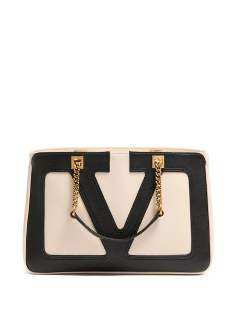 Valentino Garavani Vlogo chain leather tote bag - Neutrals - zdjęcie produktu nr 1
