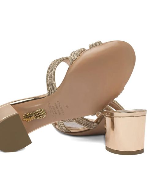 Aquazzura Felix crystal-embellished block-heel sandals - Neutrals - zdjęcie produktu nr 2