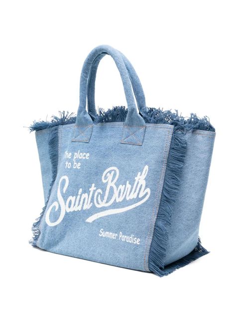MC2 Saint Barth Vanity fringed logo-print tote bag - Blue