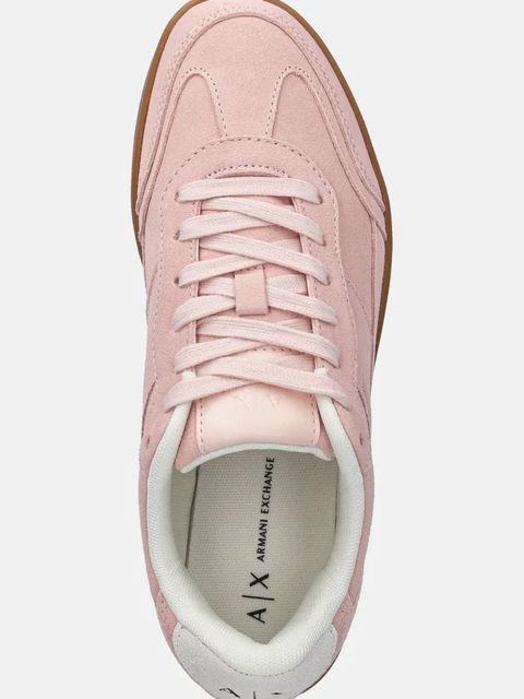 Armani Exchange sneakersy zamszowe damskie kolor różowy XDX182 XV868 01081