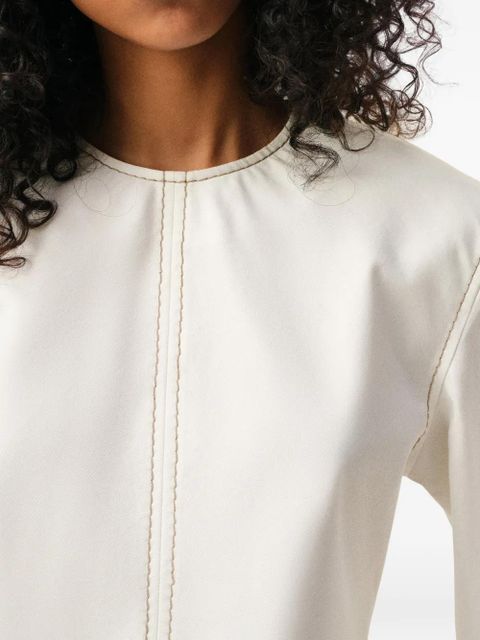 AMI Paris short-sleeve topstitches top - Neutrals