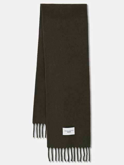 Marc O'Polo szalik wełniany damski kolor zielony gładki 5000007136 - zdjęcie produktu nr 1