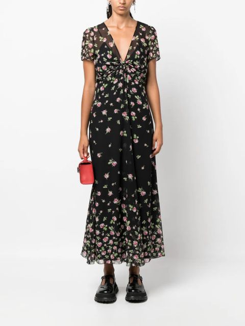 Valentino Garavani floral-print chiffon midi dress - Black - zdjęcie produktu nr 2