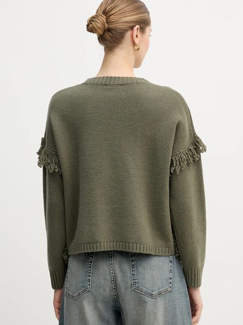 United Colors of Benetton sweter z dodatkiem wełny damski kolor zielony 191VD10EZ - zdjęcie produktu nr 2