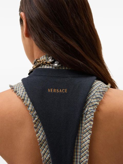 Versace cotton-cashmere knit tank top - Blue