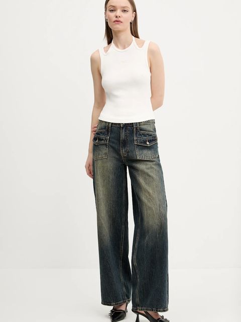 Guess Originals jeansy damskie kolor granatowy W5RG02 D4XY0